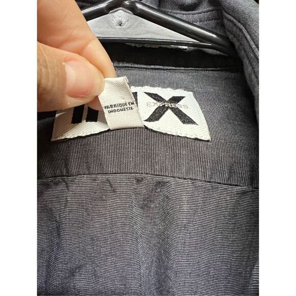 Express 1MX Mens Charcoal Gray Extra Slim Fit Long Sleeve Button Up Dress Shirt - Picture 7 of 9